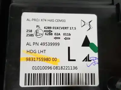 Автозапчастина б/у ліва фара для ds 7 crossback híbrido 220 kw посилання на oem iam 9831755980  1649206180