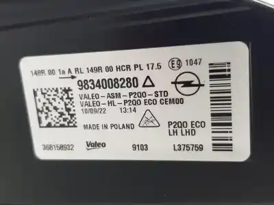 Автозапчастина б/у ліва фара для opel mokka x hn05 посилання на oem iam 9834008280  9837331880