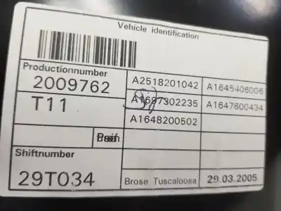 Автозапчастина б/у регулятор скла заднього правого для clase c clase m 3.5 v6 посилання на oem iam a1647300479  a1647300479