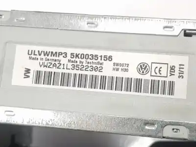 Автозапчастина б/у аудіо система / радіо cd для volkswagen caddy ka/kb (2c) 1.6 tdi посилання на oem iam 5k0057156x  5k0035156