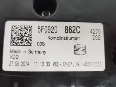 Автозапчастина б/у панель інструментів для seat leon (5f1) 1.6 tdi посилання на oem iam 5f0920862c  5f0920862c