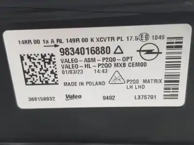 Автозапчасти б/у левая фара за opel mokka x hn05 ссылки oem iam 9834016880  1675887980