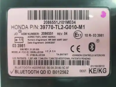 Second-hand car spare part electronic module for honda accord viii (cu) 2.2 i-dtec (cu3) oem iam references 39770tl2g010m1  39770tl2g010m1