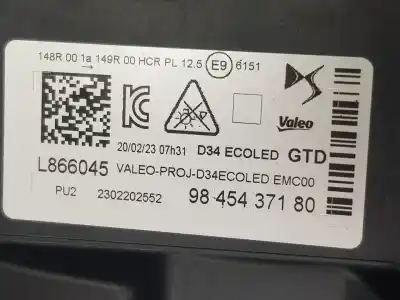 Автозапчастина б/у ліва фара для ds ds 3 / ds 3 crossback (ur_, uc_, uj_) 1.2 puretech 130 посилання на oem iam 9845437180  l866045