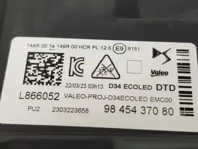 Автозапчастина б/у права фа для ds ds 3 / ds 3 crossback (ur_, uc_, uj_) 1.2 puretech 130 посилання на oem iam 9845437080