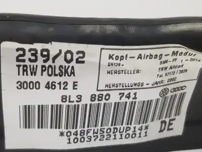 Автозапчасти б/у подушка безопасности передняя левая шторка безопасности за audi s3 (8l) 1.8 t (165kw) 224 cv / 165 kw ссылки oem iam 8l3880741  8l3880741