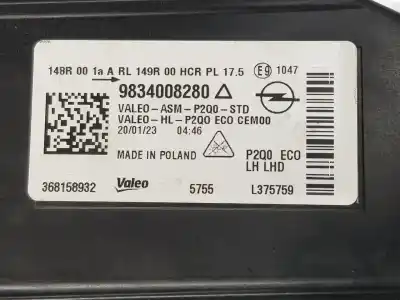 Автозапчастина б/у ліва фара для opel mokka x hn05 посилання на oem iam 9834008280  9834008280
