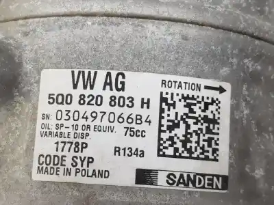Автозапчасти б/у компрессор кондиционера воздуха за skoda fabia 1.0 mpi ссылки oem iam 5q0820803h  5q0820803h