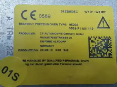 Second-hand car spare part rear right airbag tensioner for cupra leon 1.4 tsi híbrido oem iam references 5fe857805c  5fe857805c