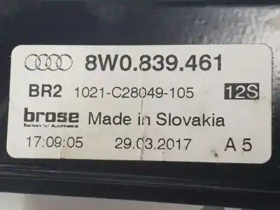 Second-hand car spare part rear left window regulator for audi a4 b9 (8w2, 8wc) 40 tdi oem iam references 8w0839461  8w0839461