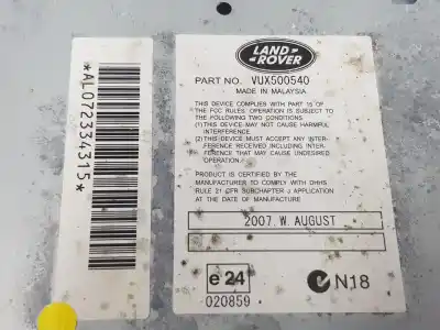 Pièce détachée automobile d'occasion système audio / radiocd pour land rover range rover (lm) 3.6 td v8 références oem iam vux500540  8h3218c815aa