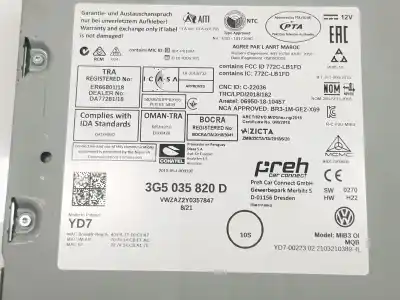 Recambio de automóvil de segunda mano de sistema navegacion gps para volkswagen tiguan 2.0 tdi referencias oem iam 3g5035820d 3g5035820d 