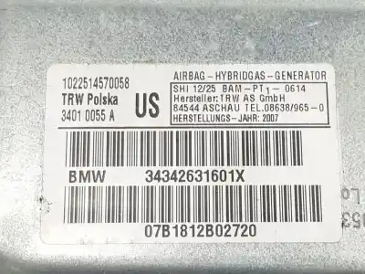 Second-hand car spare part front right side airbag for bmw x3 (e83) 2.0 d oem iam references 34342631601x  72123426316