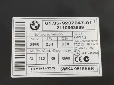 Second-hand car spare part electronic module for bmw x1 (e84) sdrive 20d efficientdynamics edition oem iam references 61359237047  9395657