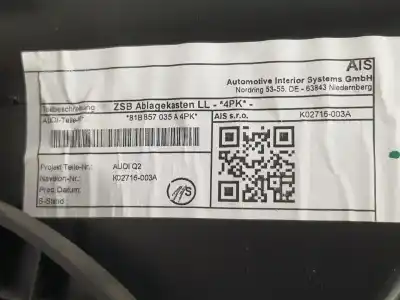 Автозапчасти б/у бардачок за audi q2 (gab, gag) 30 tfsi ссылки oem iam 81b857035a  81b857035a