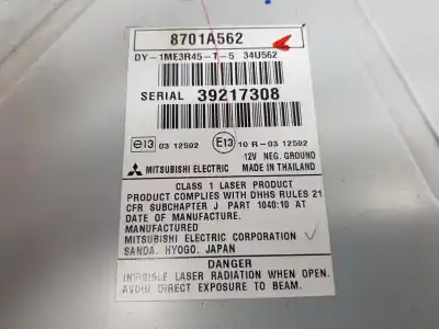 Автозапчастина б/у аудіо система / радіо cd для mitsubishi asx (ga0w) 1.6 cat посилання на oem iam 8701a562  8701a562