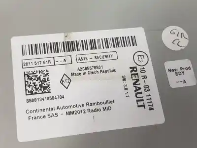 Автозапчастина б/у аудіо система / радіо cd для renault captur i (j5_, h5_) 1.5 dci 90 посилання на oem iam 281151761r