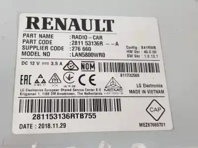 Gebrauchtes Autoersatzteil multifunktionsdisplay zum dacia duster (hs_) 1.6 sce 115 oem-iam-referenzen 281153136r  281153136r