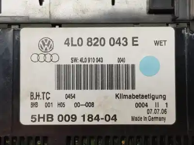 Peça sobressalente para automóvel em segunda mão comando de sofagem (chauffage / ar condicionado) por audi q7 (4l) 3.0 v6 24v tdi referências oem iam 4l0820043e  4l0820043e