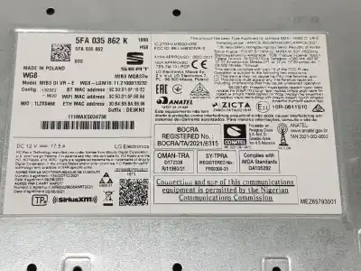 Second-hand car spare part audio system / radio cd for cupra leon 2.0 tsi oem iam references 5fa035862k  5fa035862k