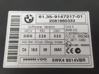 Second-hand car spare part electronic module for bmw x6 (e71) 3.5d oem iam references 61359147217  9395656