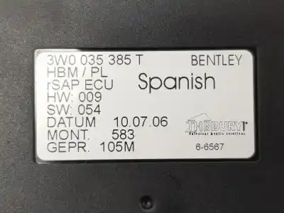 Автозапчастина б/у електронний модуль для bentley continental gt básico посилання на oem iam 3w0035385t  3w0035385t