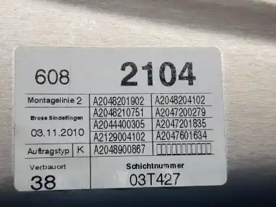 Second-hand car spare part passenger side right window regulator for mercedes-benz clase c (w204) c 200 cdi (204.001) oem iam references a2047200679  a2047200679