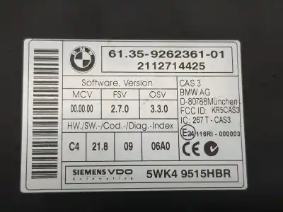 Pezzo di ricambio per auto di seconda mano modulo elettronico per bmw x1 (e84) sdrive 18d riferimenti oem iam 61359262361  9262361