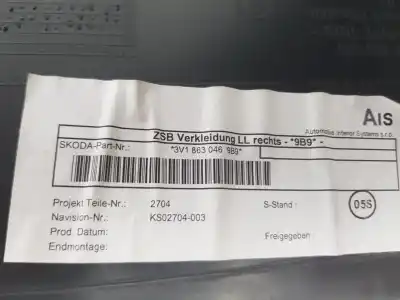 Автозапчастина б/у центральний подлокник для skoda superb 2.0 tdi посилання на oem iam 3v1863046  3v1863242b