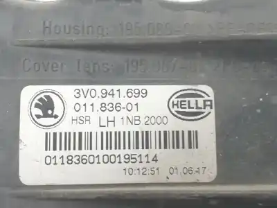 Second-hand car spare part left fog light for skoda superb 2.0 tdi oem iam references 3v0941699  3v0941699