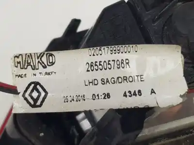 Автозапчасти б/у внутренний правый задний фонарь за renault clio iv 1.2 16v cat (bivalent. gasolina / gpl) (d4f) 72 cv / 53 kw ссылки oem iam 265505796r  265505796r
