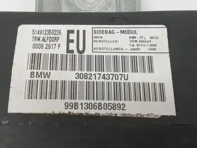 Peça sobressalente para automóvel em segunda mão airbag frontal lado esquerdo por bmw 3 (e46) 320 d referências oem iam 30821743707u  7037229