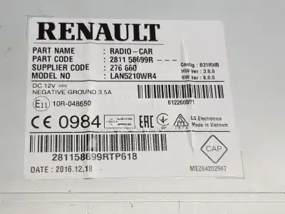 Second-hand car spare part multifunction display for renault clio iv 0.9 oem iam references 281158699r  281158699r