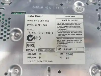 Second-hand car spare part audio system / radio cd for mini mini (r50,r53) one oem iam references 6921965  65126921965