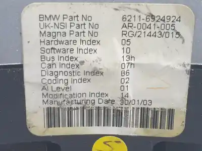 Second-hand car spare part dashboard for mini mini (r50,r53) one oem iam references 62116924924  6936294