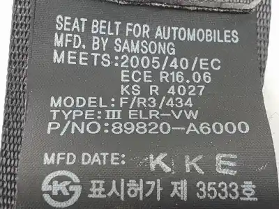 Second-hand car spare part rear right seat belt for kia ceed (jd) 1.0 drive oem iam references 89820a6000  89820a6000wk