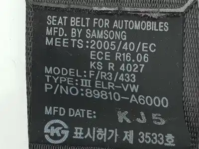 Peça sobressalente para automóvel em segunda mão cinto de segurança traseiro esquerdo por kia ceed (jd) 1.0 drive referências oem iam 89810a6000  89810a6000wk