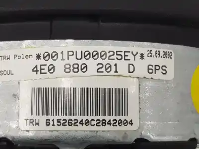 Peça sobressalente para automóvel em segunda mão AIRBAG DIANTEIRO ESQUERDO por AUDI A8 (4E)  Referências OEM IAM 4E0880201D  4E0880201D6PS
