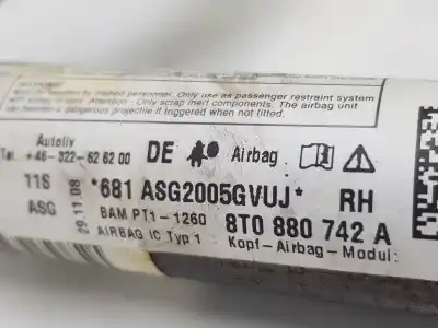 Автозапчастина б/у передня права подушка безпеки для AUDI A5 (8T3) 2.7 TDI Посилання на OEM IAM 8T0880742A  8T0880742B