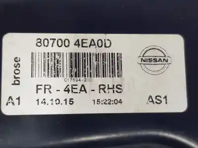 Автозапчастина б/у регулятор переднього правого скла для nissan qashqai ii suv (j11, j11_) 1.5 dci посилання на oem iam 807004ea0d  807004ea0d