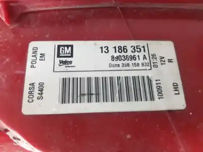 Second-hand car spare part right tailgate light for opel corsa d selective oem iam references 13186351  93189091