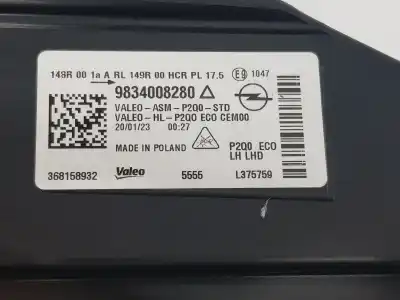 Автозапчастина б/у ліва фара для opel mokka x hn05 посилання на oem iam 9834008280  9837331880