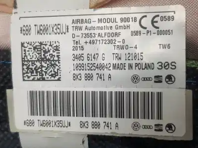 Peça sobressalente para automóvel em segunda mão airbag de cortina dianteiro esquerdo por audi a1 (8x) attraction referências oem iam 8x3880741a  8x3880741a