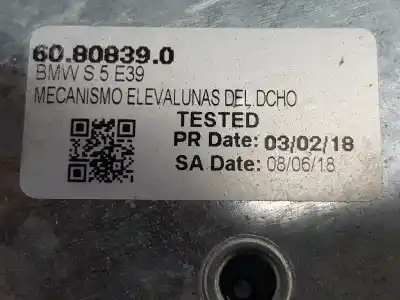 Second-hand car spare part passenger side right window regulator for bmw 5 (e39) 530 d oem iam references 8252394  51338252394