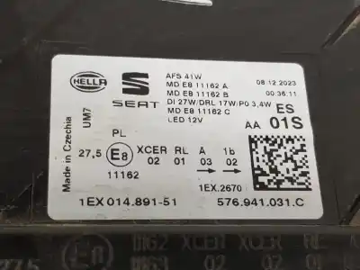 Second-hand car spare part left headlight for seat ateca (khp) style go 149 cv / 110 kw oem iam references 576941031c  576941773
