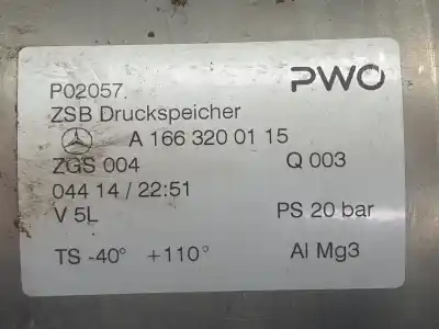 Автозапчастина б/у пневматичний підвісний акумулятор для mercedes-benz clase ml bm 166 ml 350 cdi bluetec edition 1 166.024 посилання на oem iam a1663200115  a1663200115