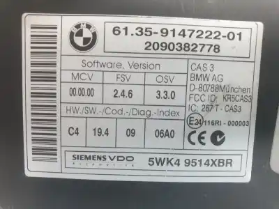 Peça sobressalente para automóvel em segunda mão módulo eletrônico por bmw serie x5 (e70) 3.0 xdrive30d referências oem iam 61359147222  9395656