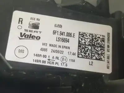Peça sobressalente para automóvel em segunda mão farol / farolim direito por seat ibiza 1.0 referências oem iam 6f1941006e  6f1941006f