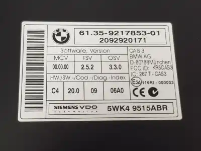Peça sobressalente para automóvel em segunda mão módulo eletrônico por bmw serie 1 berlina (e81/e87) 116d referências oem iam 61359217853  9395657