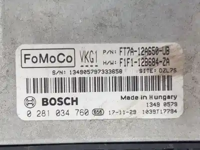 Second-hand car spare part ecu engine control for ford transit courier (c4a) combi ambiente 95 cv / 70 kw oem iam references ft7a12a650ub  2059208